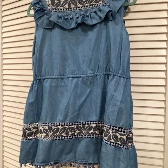 POL Ruffled Embroider boho Tunic Top   S - Picture 5 of 10